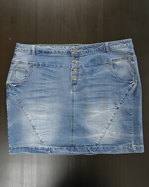 Ellos 4-Button Stretch Denim Jean Skirt 22 Women's Plus Size cotton blend midi